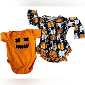 Bundle 10 threads Halloween one piece & long sleeve pumpkin, ghost romper